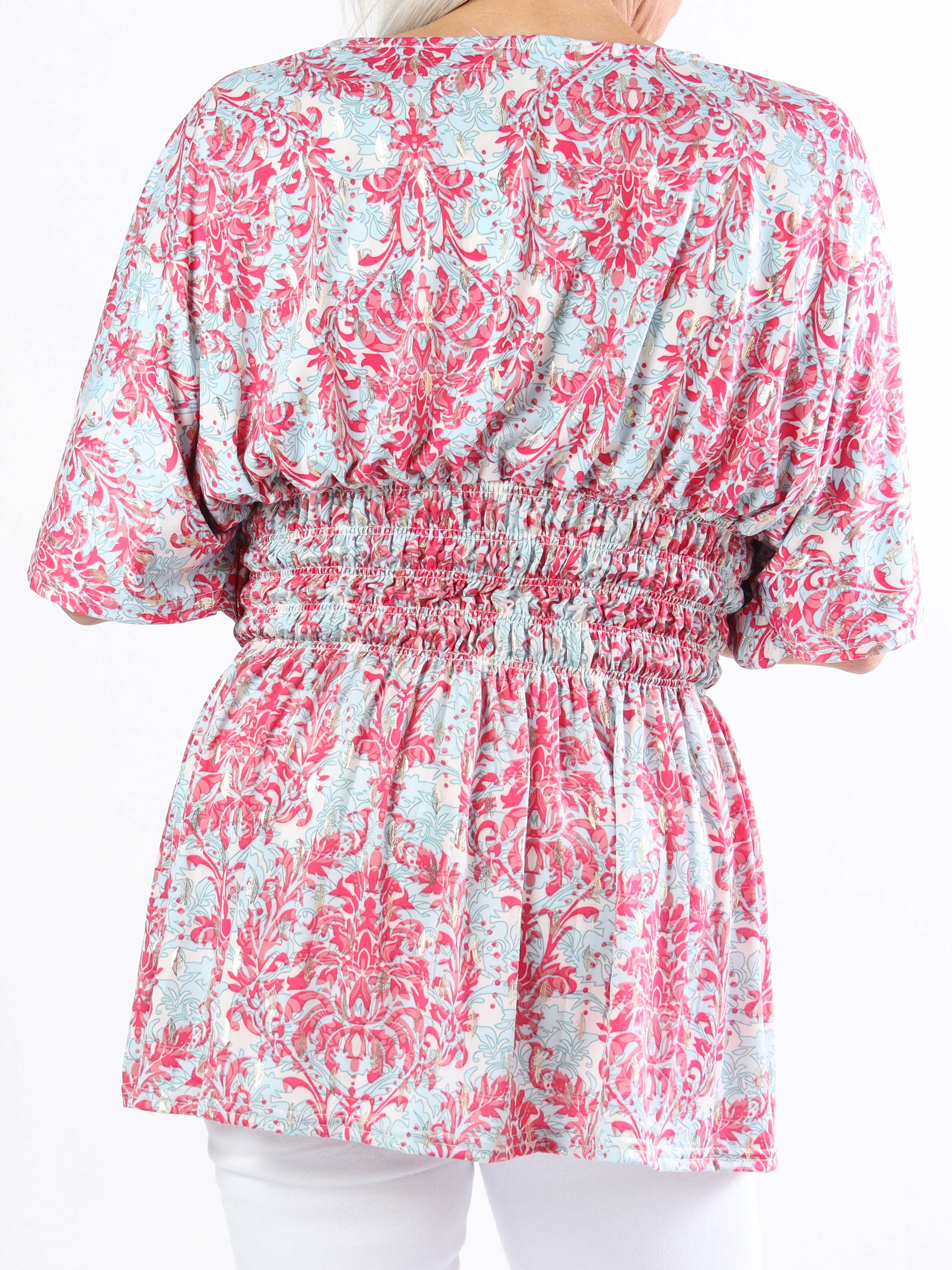 Pams Royal Shirt - Sød plus size tunika i fint med print med smock